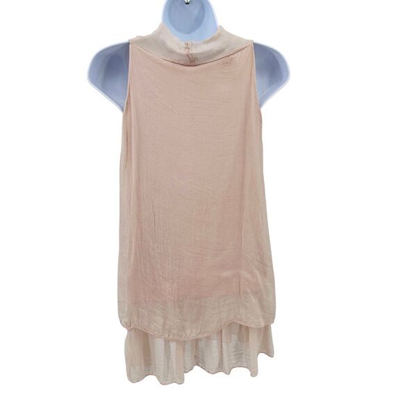 Cosmo Silk Blouse Womens M Light Pink Cowl Neck Layered Sleeveless Lightweight - Picture 4 of 5